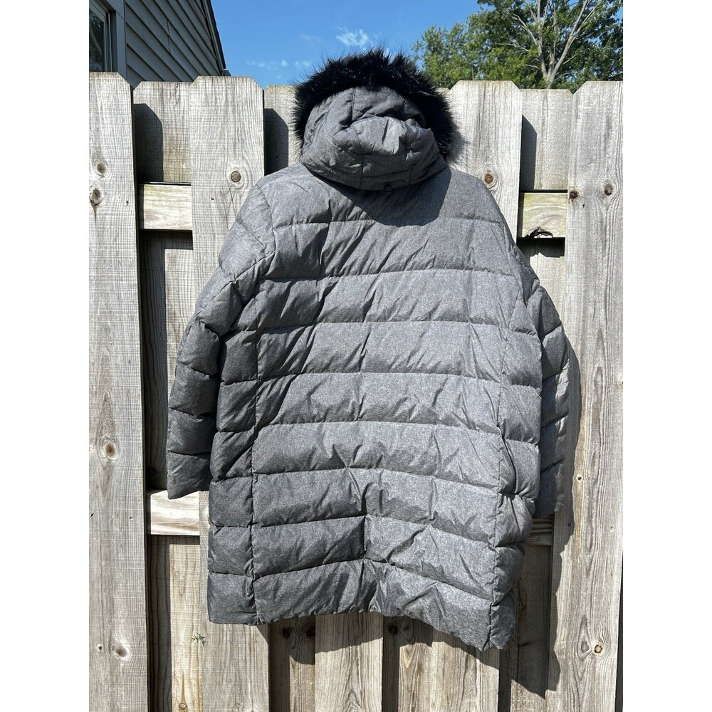 Lands End Women’s Gray Insulated Down Long Puffer Coat Plus 2X With Hood - Picture 10 of 10